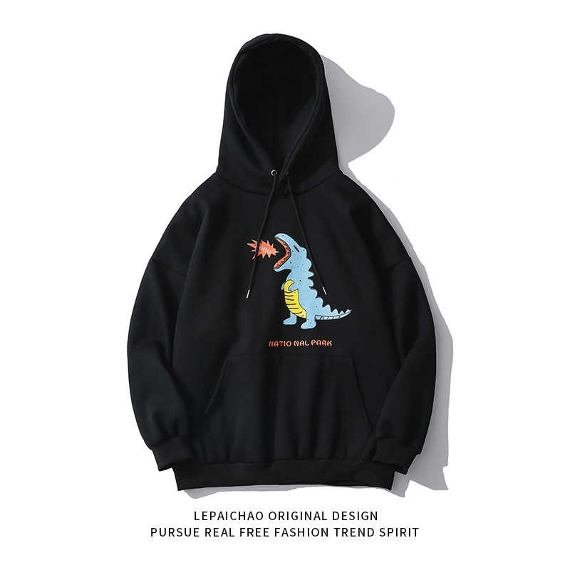 Áo Hoodie Dáng Rộng Có In Hình Khủng Long Dễ Thương 3 Màu (M-3Xl)