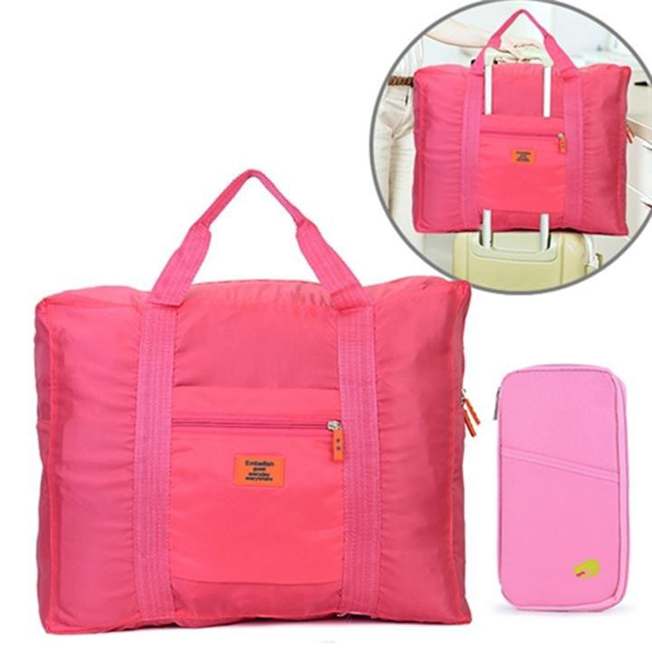 Combo túi xách du lịch gấp gọn + ví cầm tay đựng passport - BX1299
