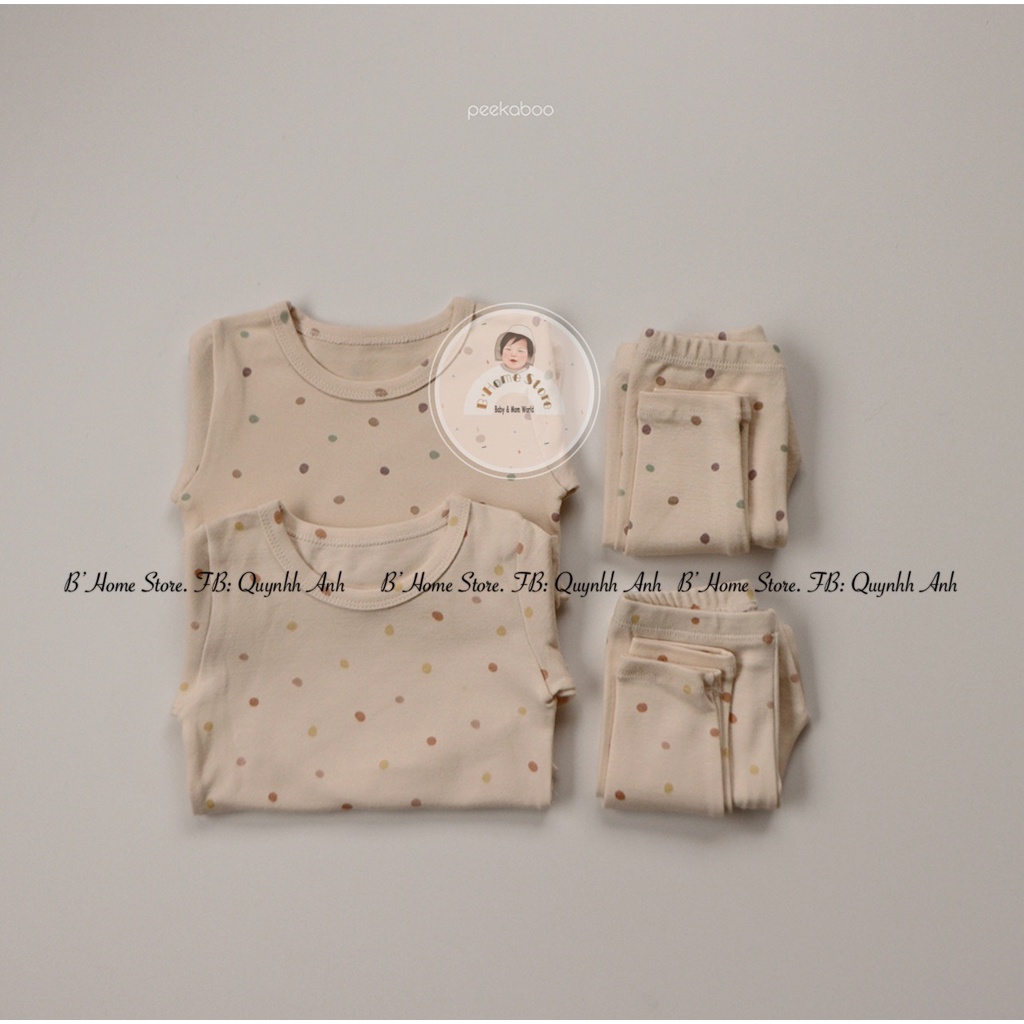 BST Toktok Peekaboo Hàn Quốc Hoạ Tiết Chấm Bi Chất Liệu Cotton Mùa Xuân Hè 2022 Cho Bé