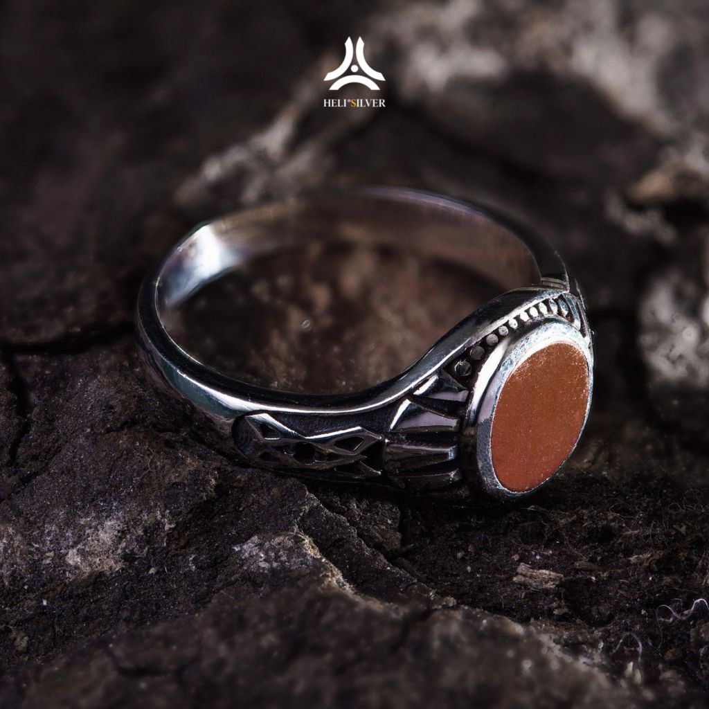 Nhẫn bạc nam, nữ HeliSilver Gothic Red Jasper Helios Original S925