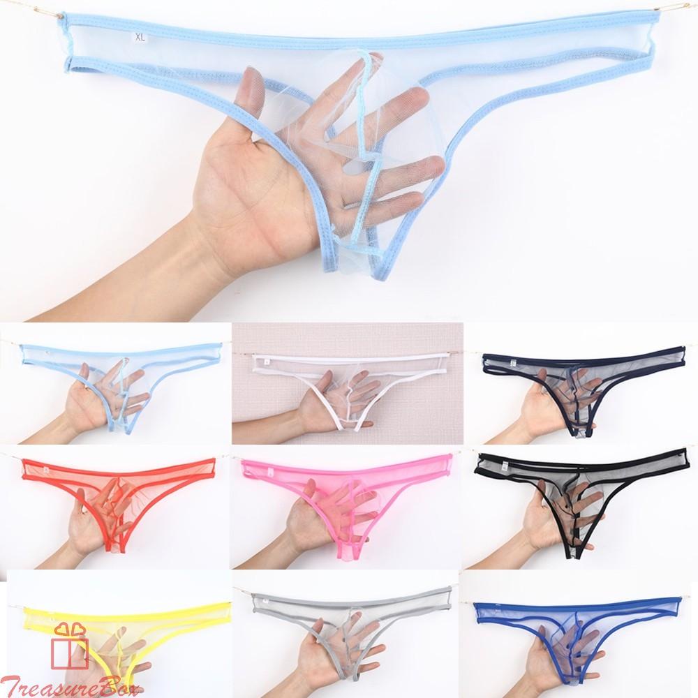 Men\'s Briefs Sexy Thong Comfortable Low-Waist Pouch See-Through Underwear