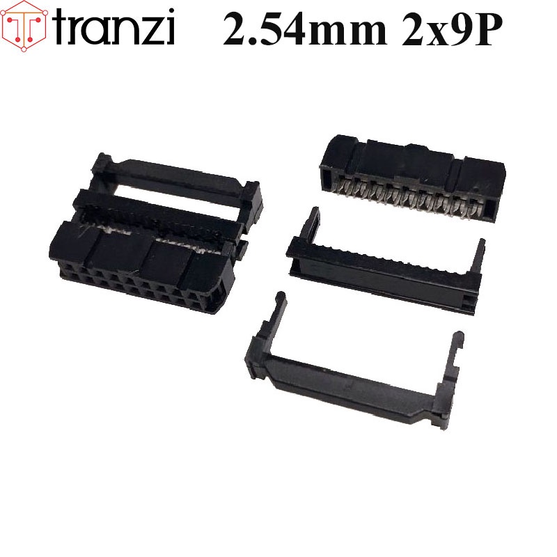 Đầu dập cáp 2.54mm IDE IDC 2x9P FC đen - túi 5 cái