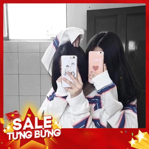  ÁO SWEATER TRẮNG SỌC XANH UNISEX (Thời Trang Đẹp)