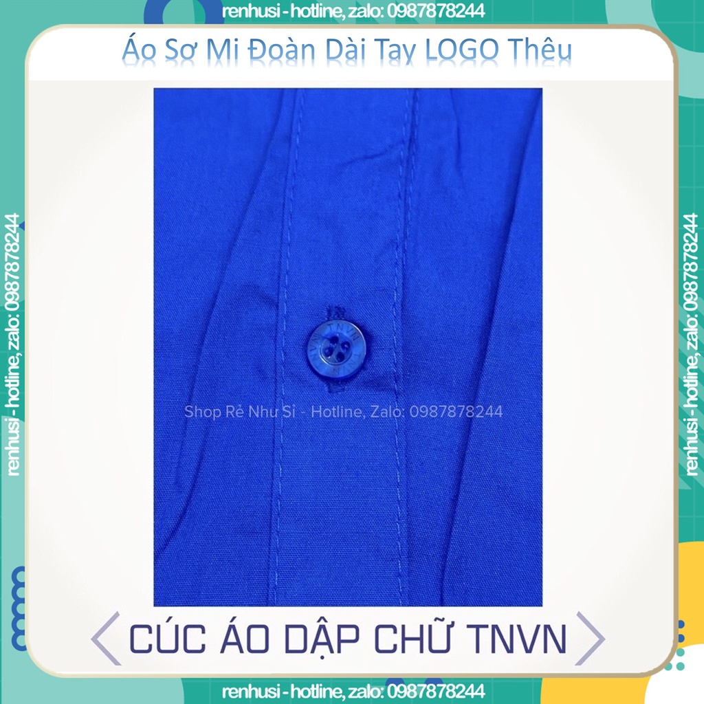 Áo đoàn thanh niên dài tay Logo Thêu, áo sơ mi đoàn Logo Thêu