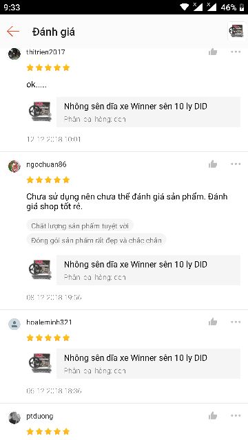 Nhông sên dĩa xe Winner sên 10 ly DID
