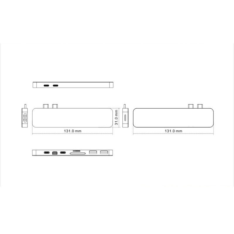 Cáp chuyển HyperDrive PRO 8 in 2 Hub for USB-C MacBook Pro 2016 - 2019