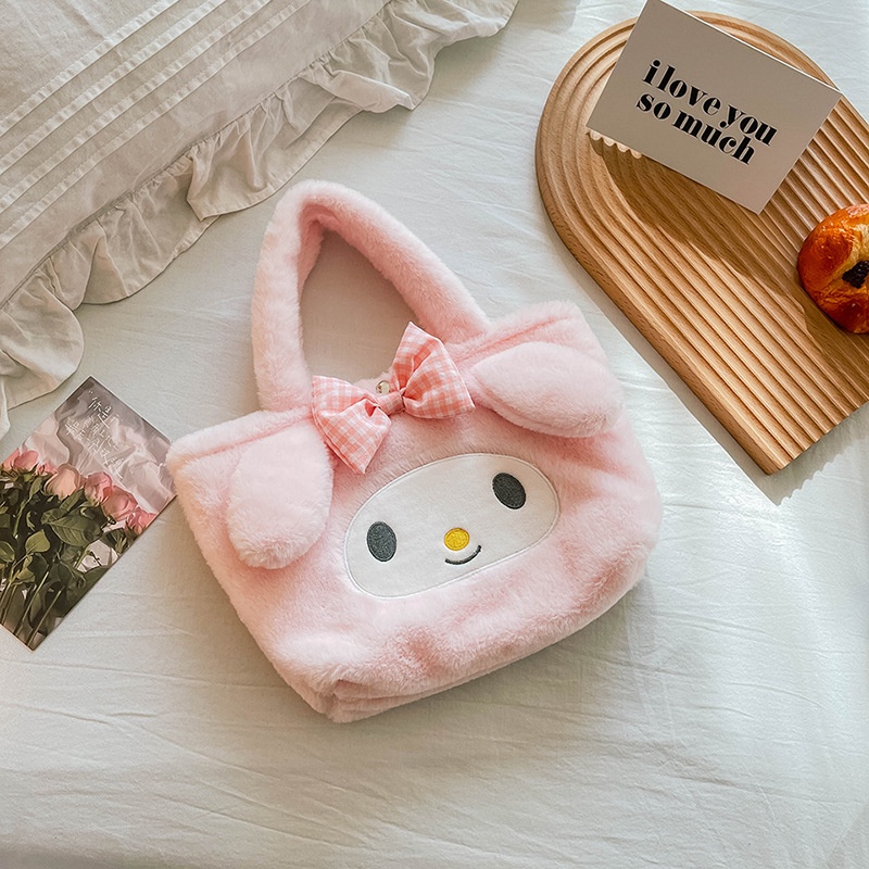 SANRIO Túi Xách Tay Thỏ Nhồi Bông Họa Tiết Hoạt Hình Dễ Thương Dành Cho Nữ