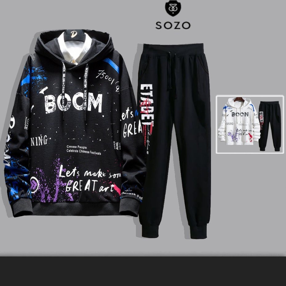 Set Bộ 2 Món Quần Dài + Áo Hoodie Nón Nam Chất Vải Nỉ CB2_WAH046NO_MQU081NIDEF6 (Boom + Etadet)