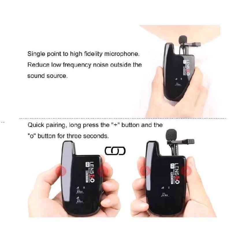 Micro thu âm không dây - LensGo Wireless Microphone LWM-308C Double  - Chính Hãng