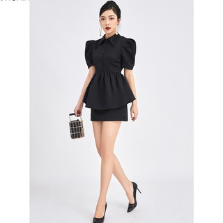 Áo sơ mi nữ công sở 92wear 2 màu, đủ size, phối cổ trắng asa1065