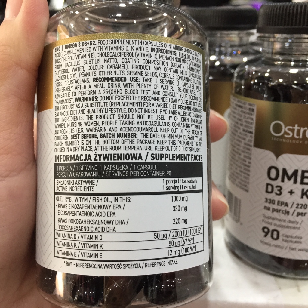 Viên uống Ostrovit OMEGA3 D3 K2MK7 - Tăng sức đề kháng, tốt cho tim mạch, xương chắc khỏe, chống oxy hóa