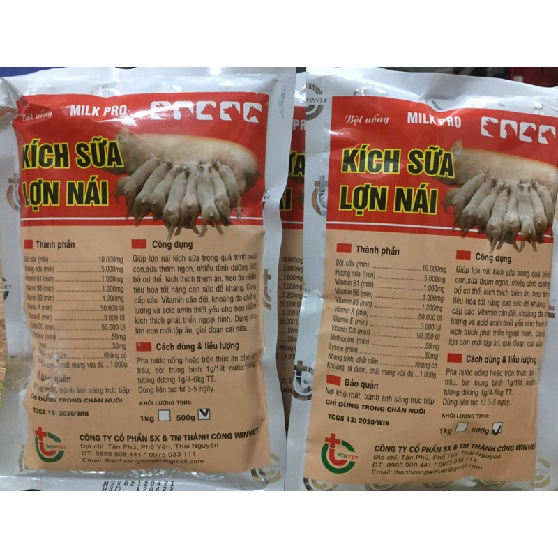 KÍCH SỮA HEO (lợn) NÁI gói 500gr giúp vật nuôi nhiều sữa, sữa đặc thơm ngon