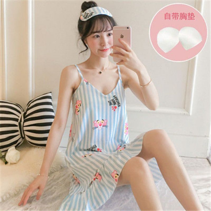 Set váy ngủ cotton co dãn quảng châu  túi zip tặng kèm bịt mắt ( Kèm ảnh thật)