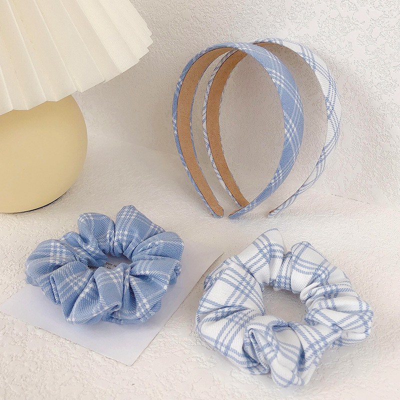 COMBO BĂNG ĐÔ + CỘT TÓC SCRUNCHIES SỌC CARO