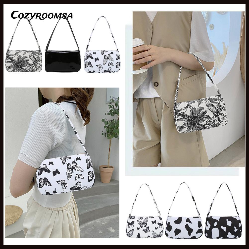 Túi Đeo Vai / Kẹp Nách Vải Canvas In Họa Tiết Kiểu Vintage Dễ Thương Cho Nữ