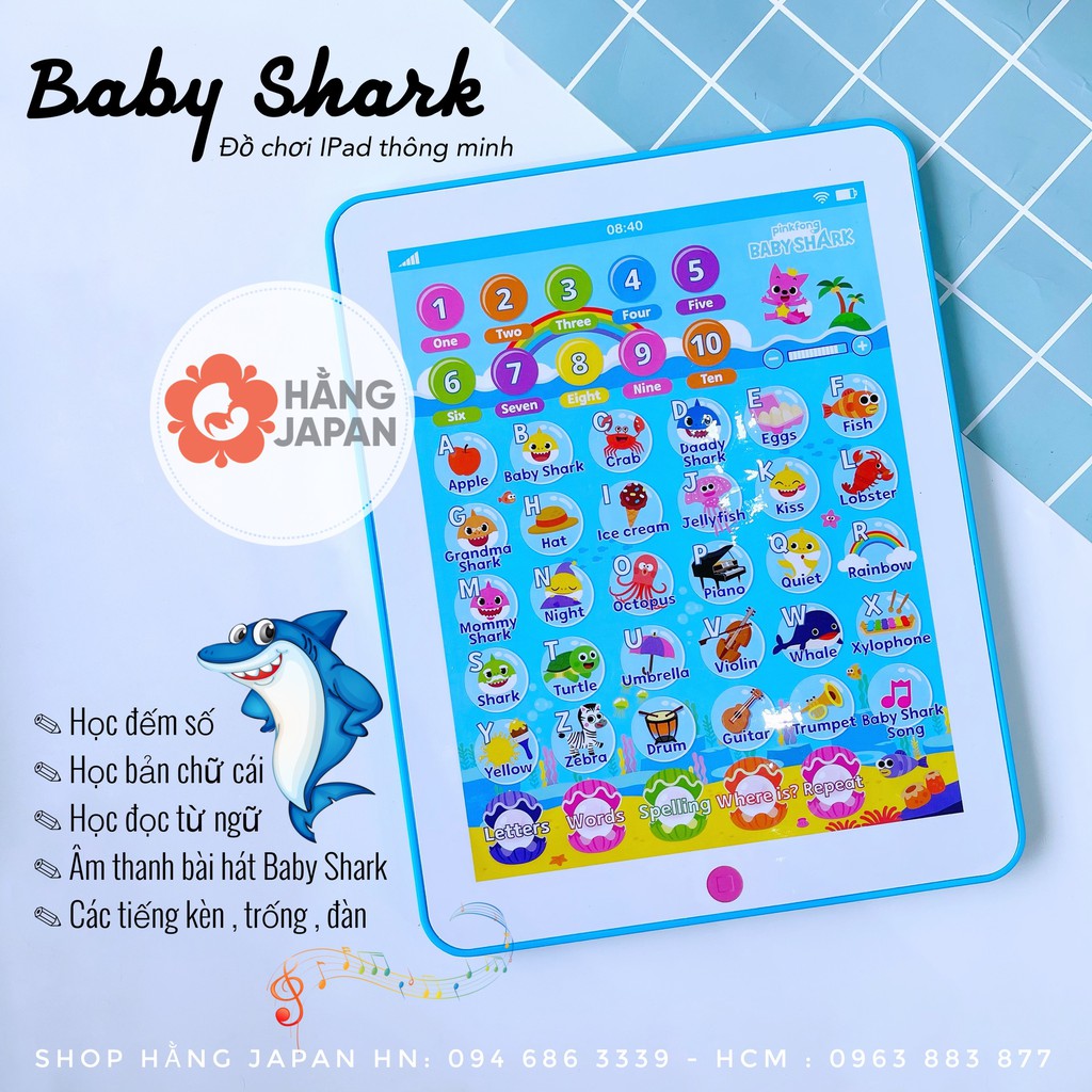 Đồ chơi điện thoại/ ipap cảm ứng thông minh Baby Shark Tablet cho bé từ 6 tháng trở lên