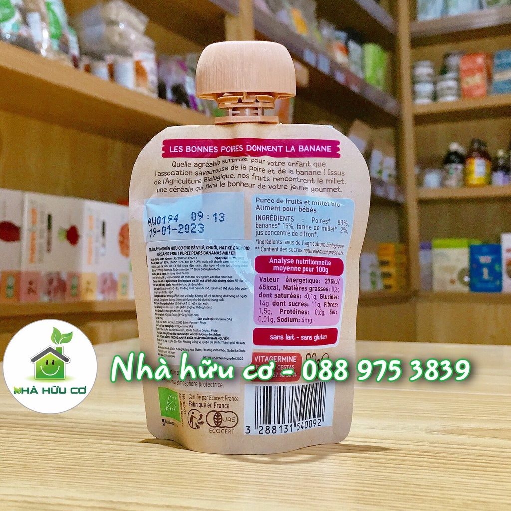 Trái cây nghiền/Hoa quả nghiền cho bé ăn dặm từ 6 tháng - Date: 11/2023 - Nhà hữu cơ