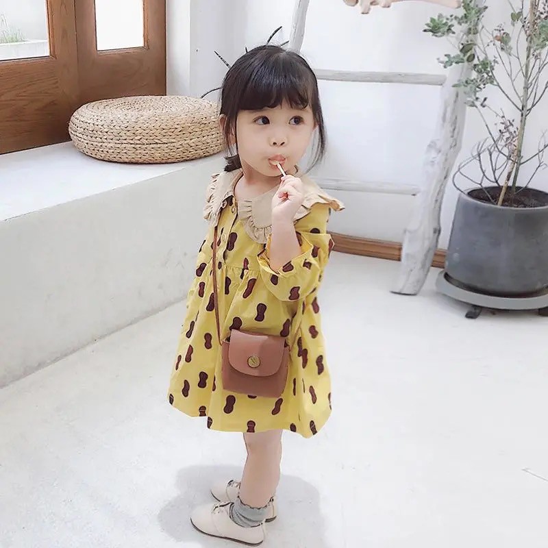 Váy xoè đũi màu vàng dài tay cho bé gái (N00751)