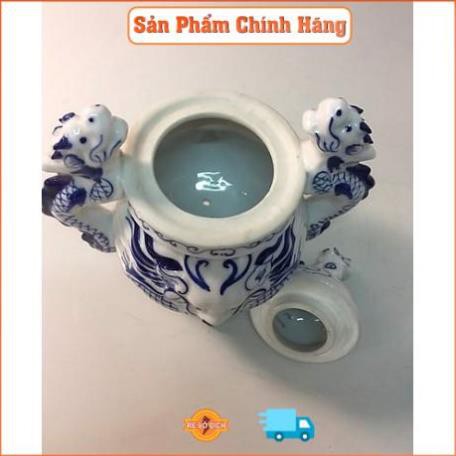 Lư đốt trầm rồng chầu, bằng sứ Bát Tràng. SIÊU RẺ. Đồ thờ cúng