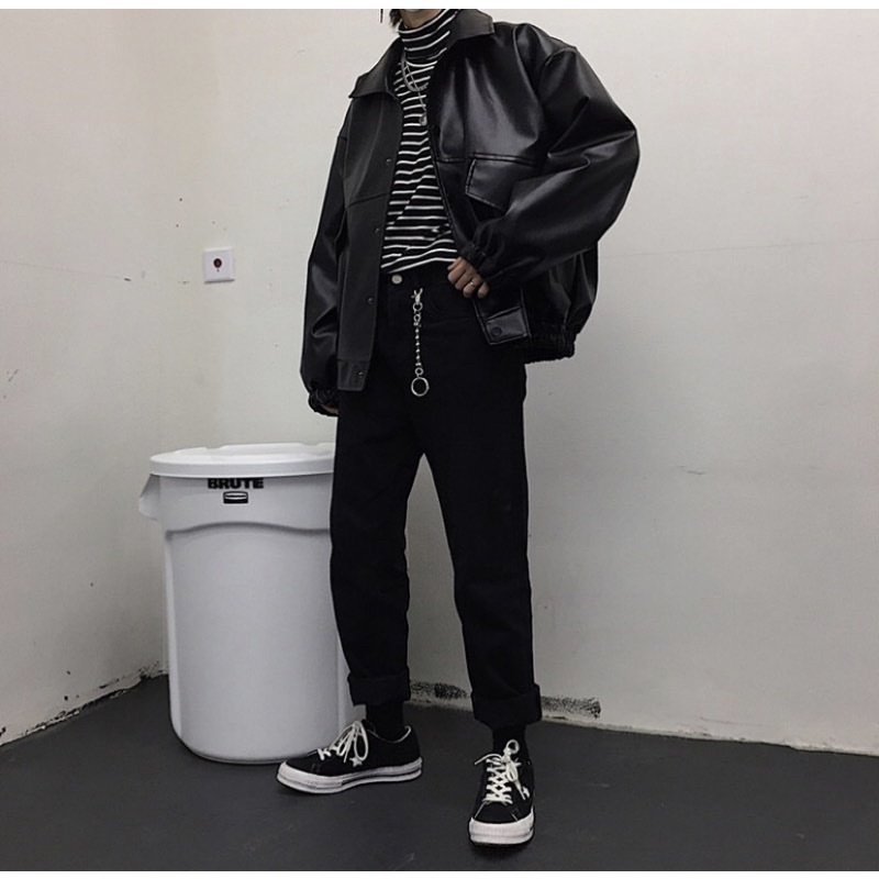 Patched Leather Jacket P2 - áo khoác da độc đáo với hình thêu unisex nam nữ