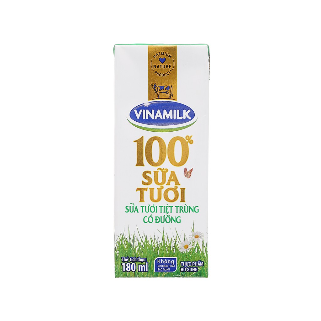 Lốc 4 hộp sữa tươi có đường Vinamilk 100% 4 x 180ml
