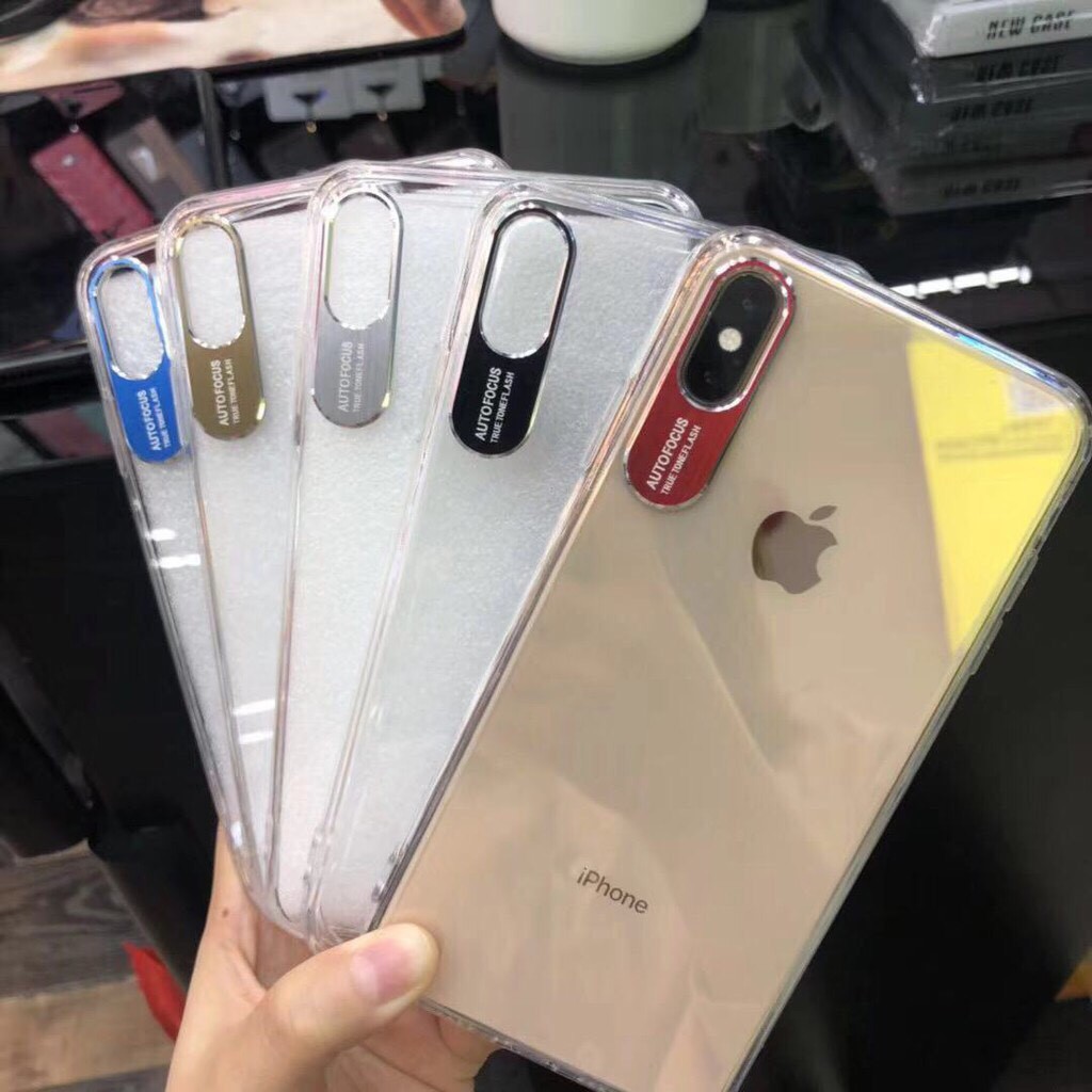 ỐP LƯNG IPHONE AUTOFOCUS TRONG SUỐT VIỀN CAMERA KIM LOẠI - CHỐNG VA ĐẬP cho iphone 7plus,8plus,x,xs,xs max