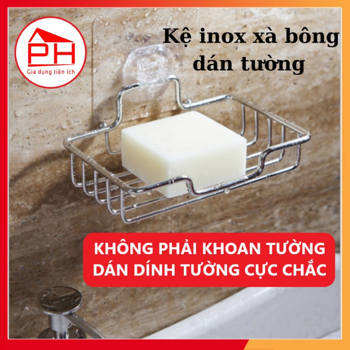 KHAY ĐỰNG XÀ BÔNG inox dán tường giá treo đựng đồ nhà tắm kệ xà phòng siêu dính thép không gỉ - Gia dụng Phước Hòa