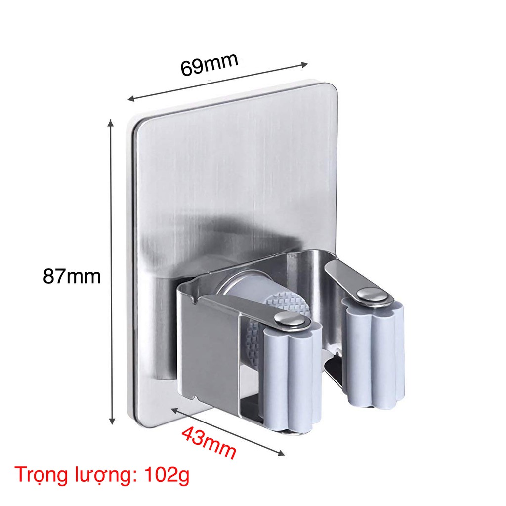 Combo 2 móc treo cán chổi dán tường nhà bếp inox 304 Hobby home decor MTCV-2 có keo dán