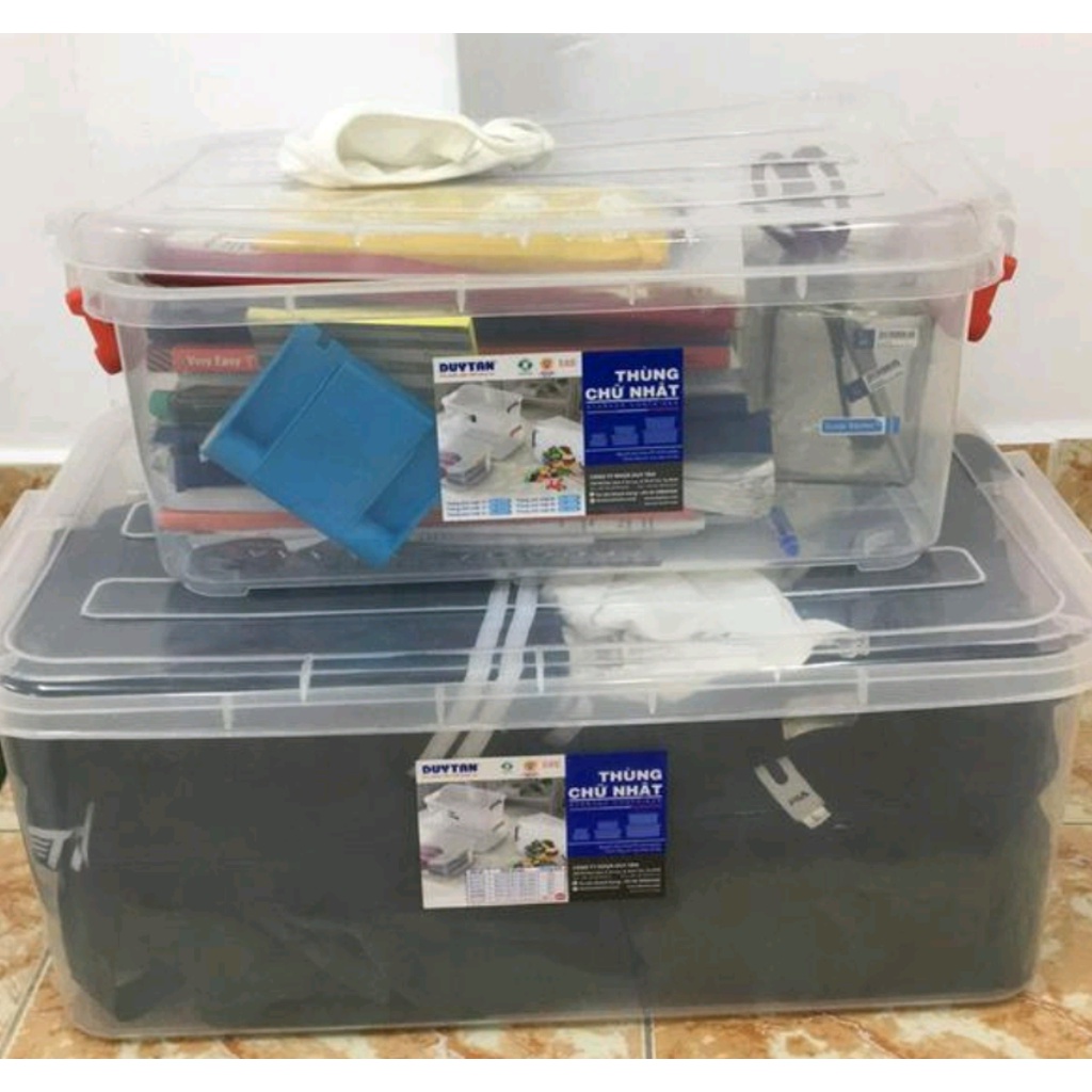 🌱Duy Tân Store🌱Thùng Nhựa Đựng Đồ Trong Suốt 90 Liter Duy Tân Đựng Đồ Đa Năng