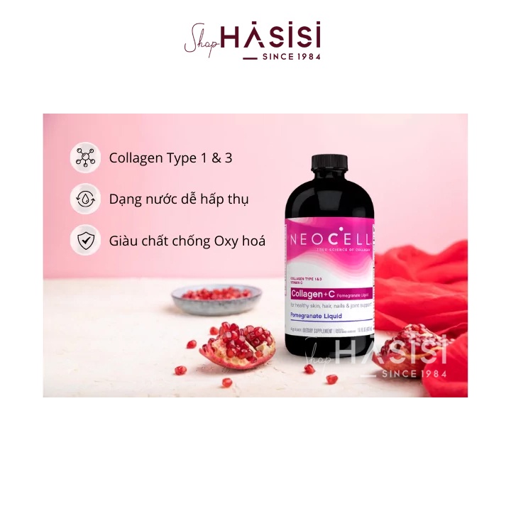 Nước Uống Collagen Lựu NEOCELL - Collagen +C Pomegranate Liquid 473ml