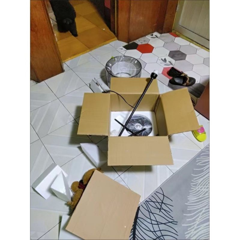 Đèn cây đứng trang trí chao trụ 2 tầng chao