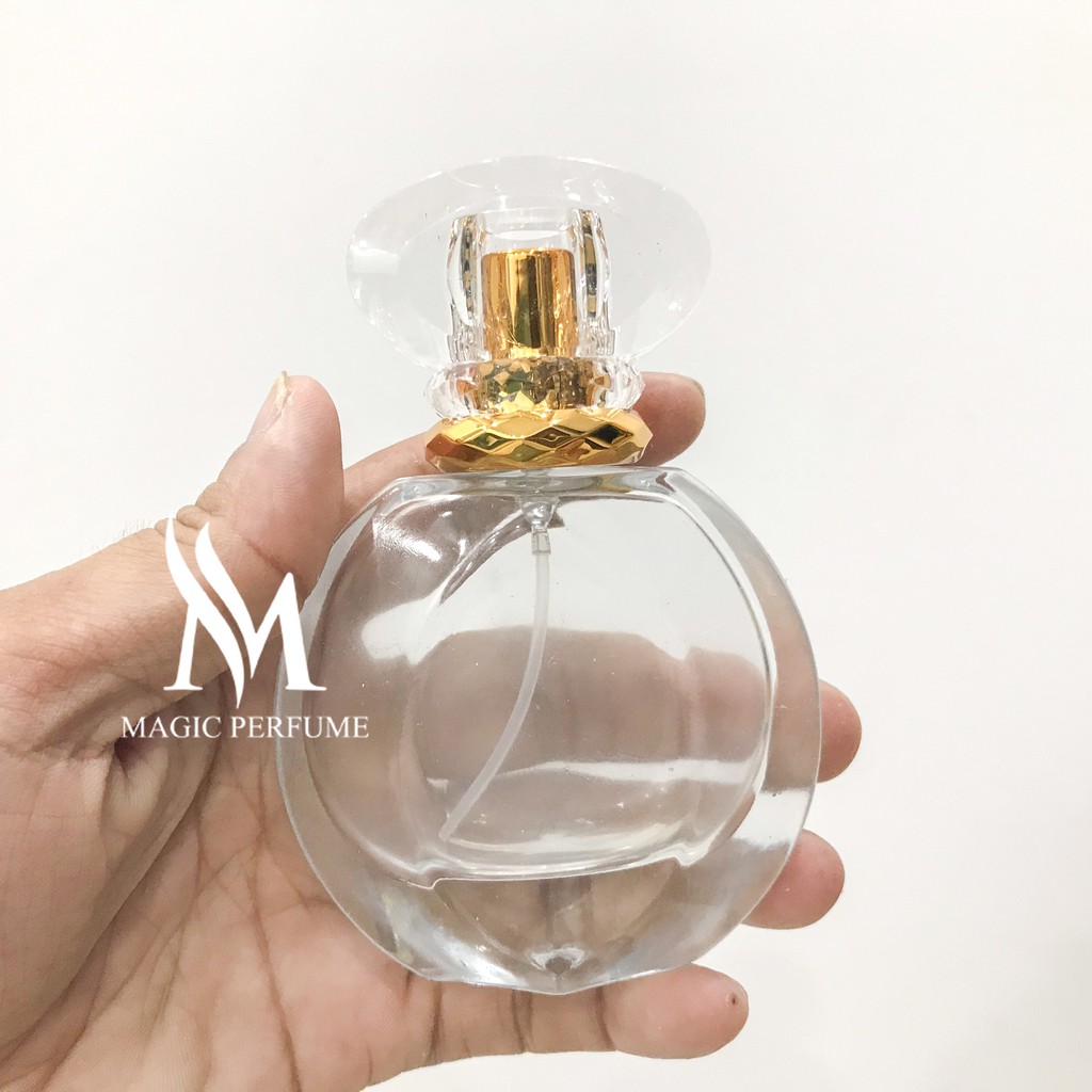 Chai lọ đựng nước hoa thủy tinh cao cấp 50ml bầu tròn kiểu dubai dạng xịt