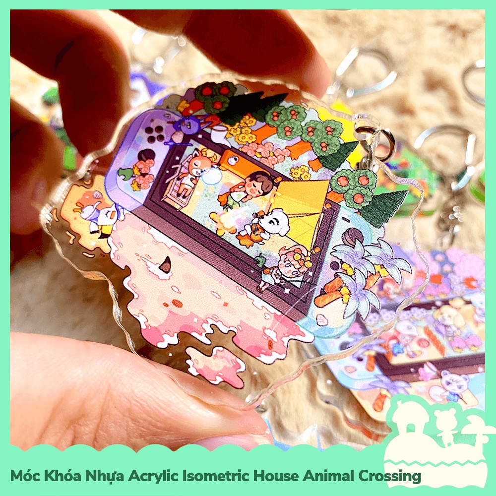 [Sẵn VN - NowShip] Móc Khóa Keychain Acrylic Nhựa Trong Isometric Nhân Vật Game Animal Crossing Horizons Outside Happy