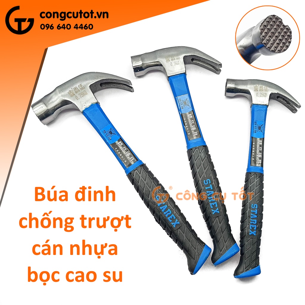 Búa đóng đinh chống trượt cán bọc cao su đen