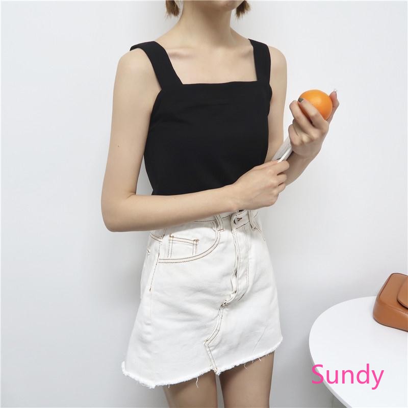 Áo Nữ Hai Dây Màu Trơn Phong Cách Hàn Quốc Dễ Phối Đồ