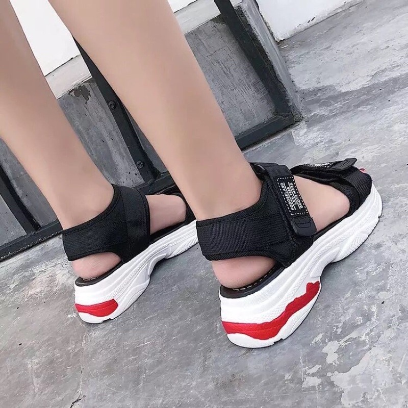 Sandal học sinh 2 quai dán gót đỏ đế 3p kiểu hàn quốc cực đẹp cho ngày tựu trường thêm rực rỡ