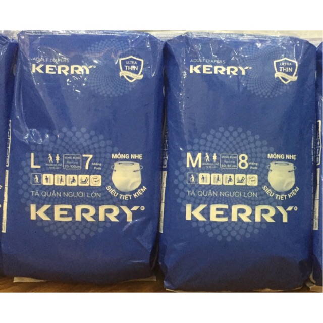 Combo 10 gói bỉm quần người lớn Kerry size M 8 miếng, L 7 miếng