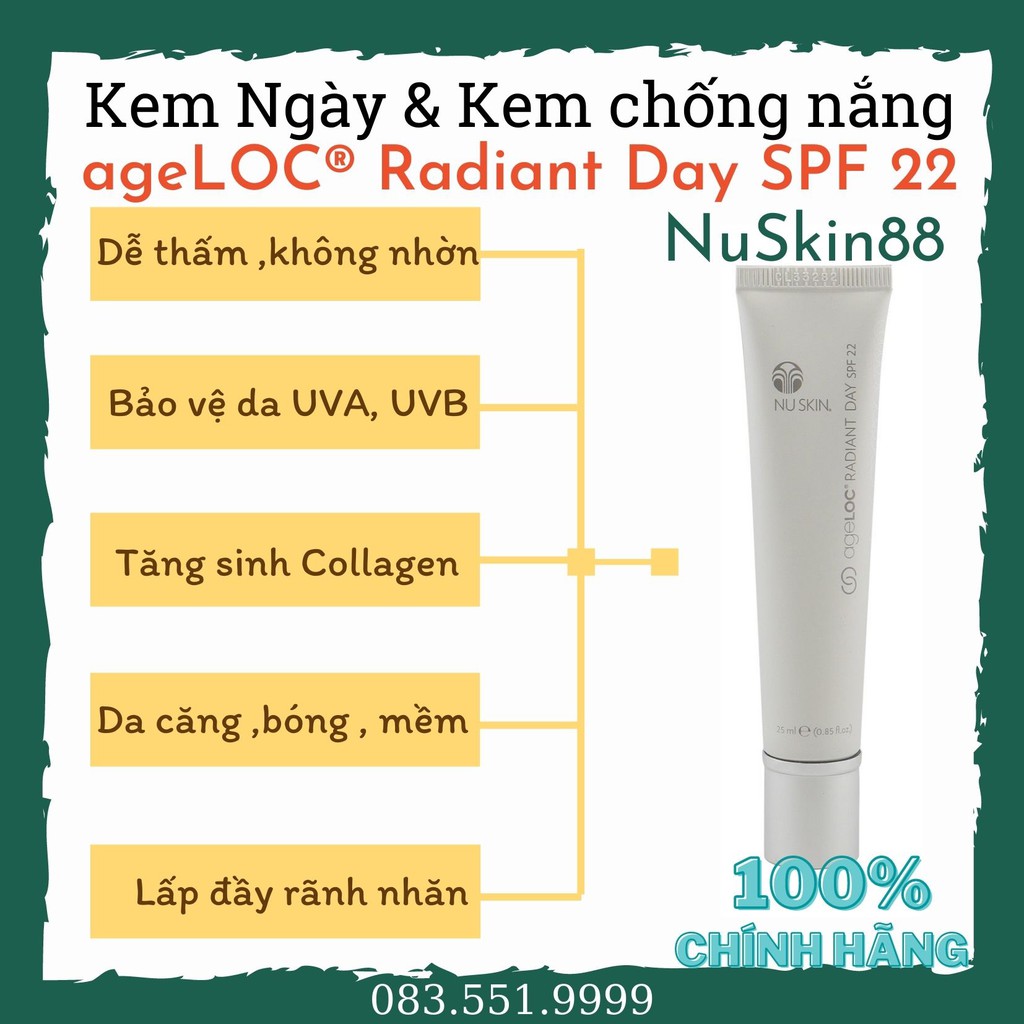 Kem Ngày Chống Lão Hoá & Kem Chống Nắng dưỡng da ageLOC Radiant Day SPF 22