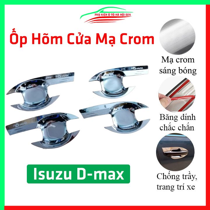 Ốp hõm mạ crom Dmax, D-Max sáng bóng chống trầy bảo vệ cửa xe ô tô
