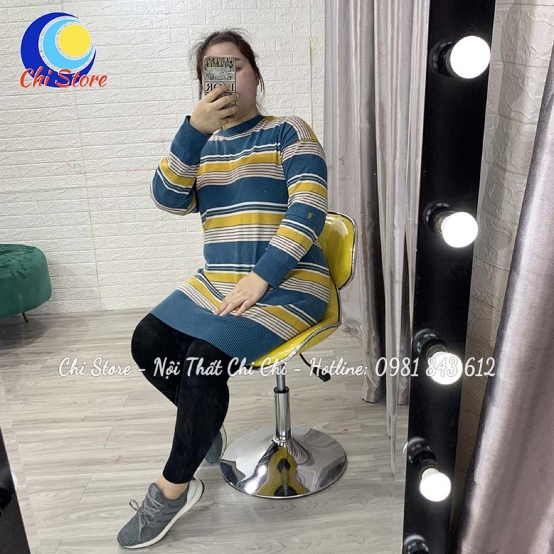 Ghế Xoay Ngồi Live, Bán Quần Áo Chỉnh Độ Cao Từ 30-50cm, Ghế Ngồi Văn Phòng Xoay 360 Độ Bọc Da