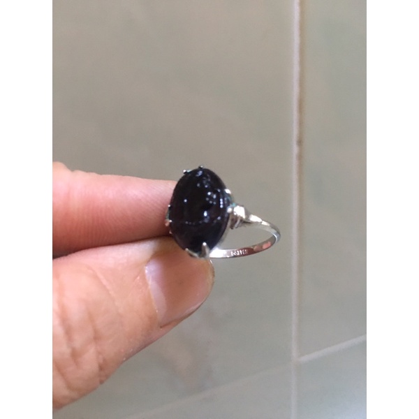 Nhẫn khung silver phối đá khắc hình cô gái si tuyển Nhật
