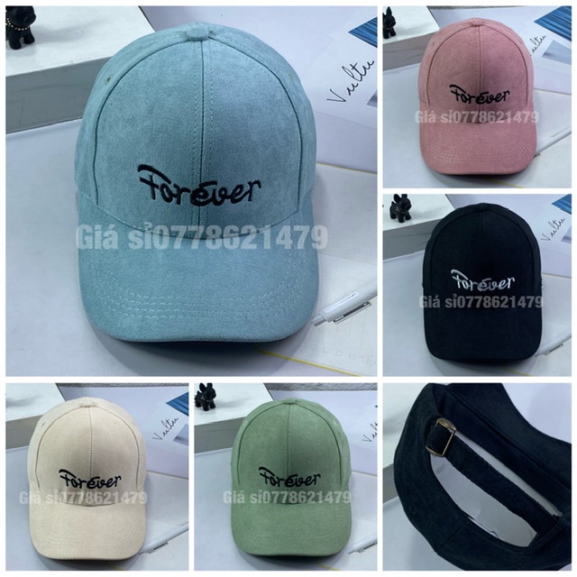 Nón lưỡi trai ❤️ Nhung mịm thêu forever cá tính thời trang hàn quốc