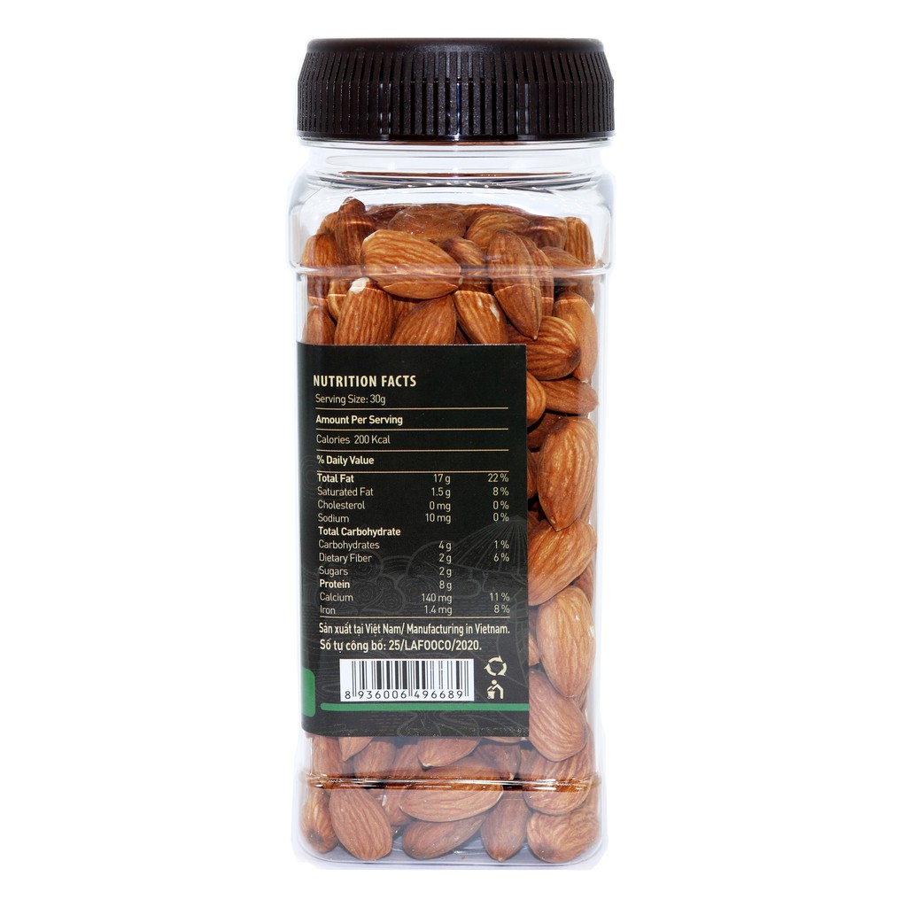 Hạt Hạnh Nhân Mỹ Rang Không Muối Dinh Dưỡng 270g LAFOOCO Unsalted Almond
