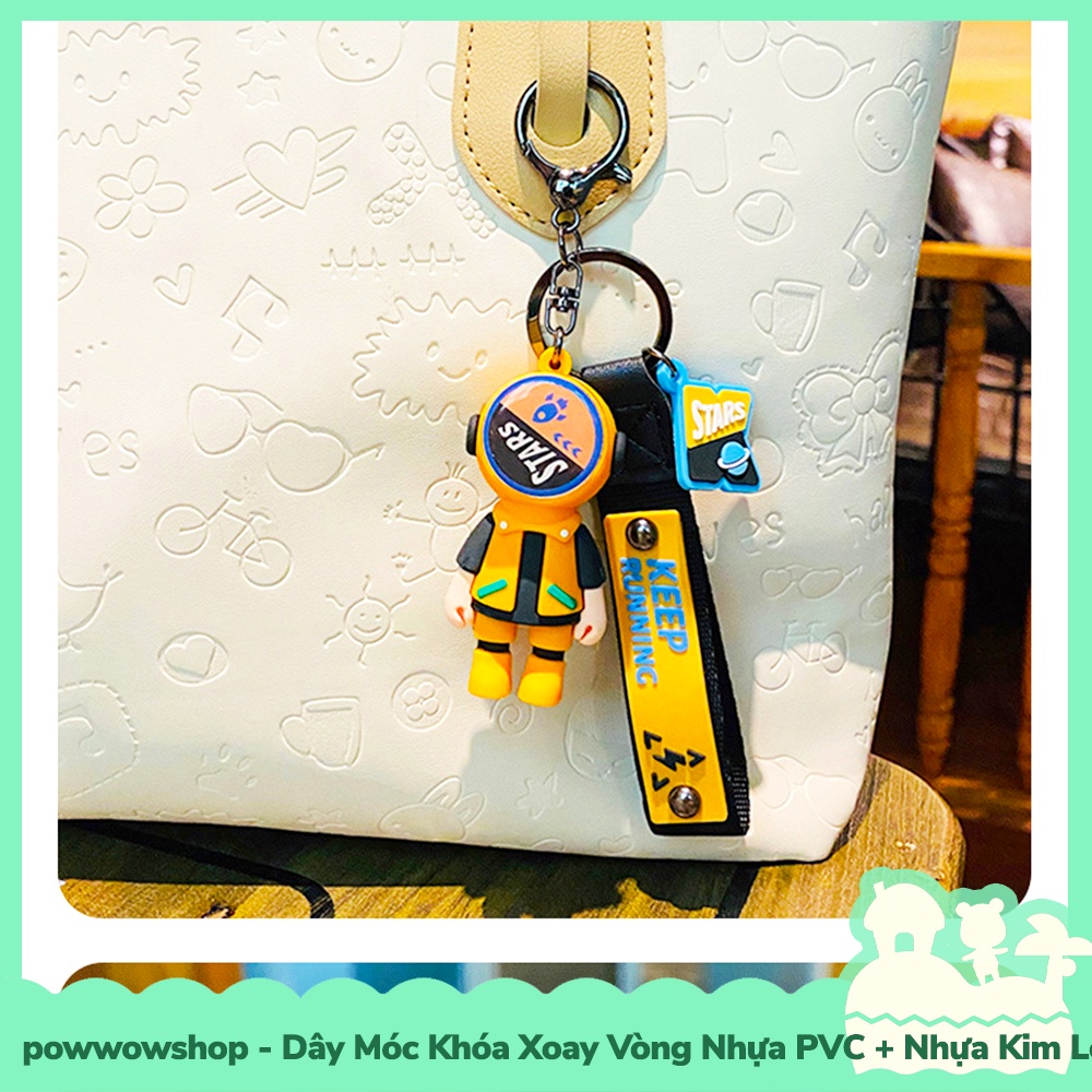 [Sẵn VN - Hỏa Tốc] Dây Móc Khóa Xoay Vòng Nhựa PVC + Kim Loại + Simili Mẫu Swimming Boy Stars