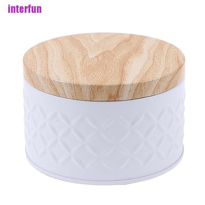 Hộp Sắt Tròn Đựng Kẹo / Nến DIY Bằng Gỗ