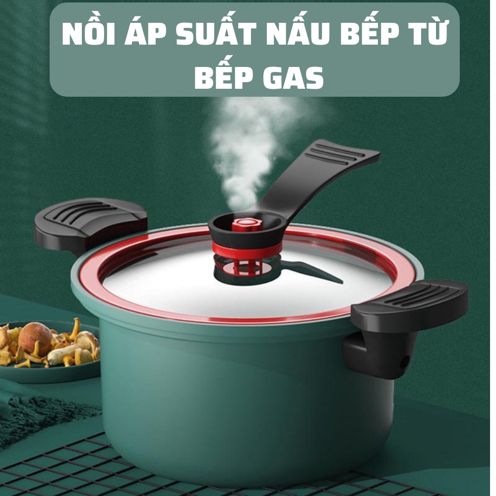 Nồi Áp Suất Chống Dính Dung Tích 3.5 Lít, 22Cm Nấu Được Bếp Từ Kiểu Dáng Hàn Quốc, Gọn Nhẹ Dễ Sử Dụng