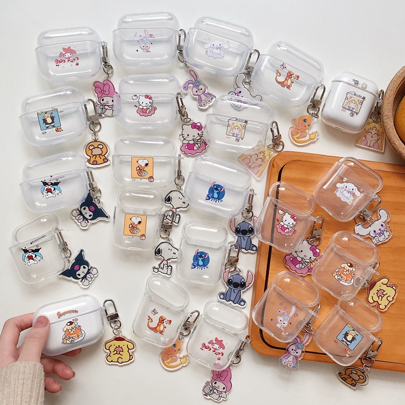Vỏ bảo vệ hộp sạc tai nghe AirPods 1 2 3 Pro bằng TPU mềm trong suốt hình gấu dễ thương