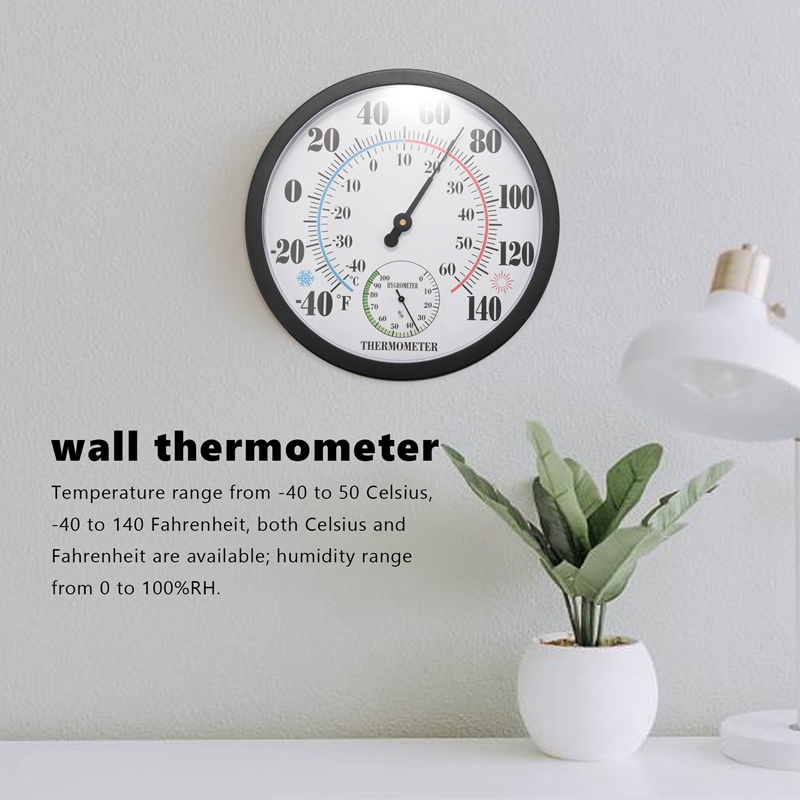 Nhiệt Kế Đo Nhiệt Độ / Độ Ẩm 10 inch Không Cần Pin Dùng Cho Sân Vườn / Trong Nhà / Ngoài Trời