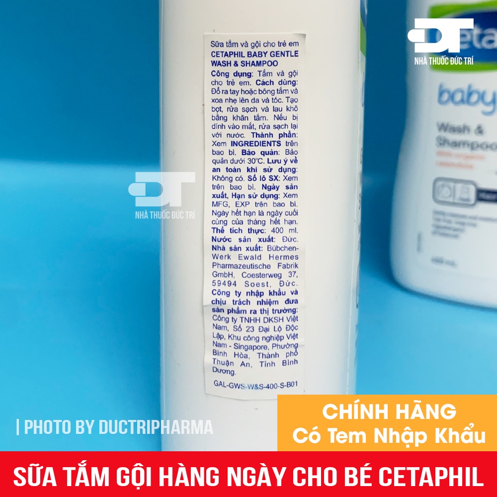 Sữa tắm gội chống rôm sảy cho bé Cetaphil Baby Wash and Shampoo 2in1