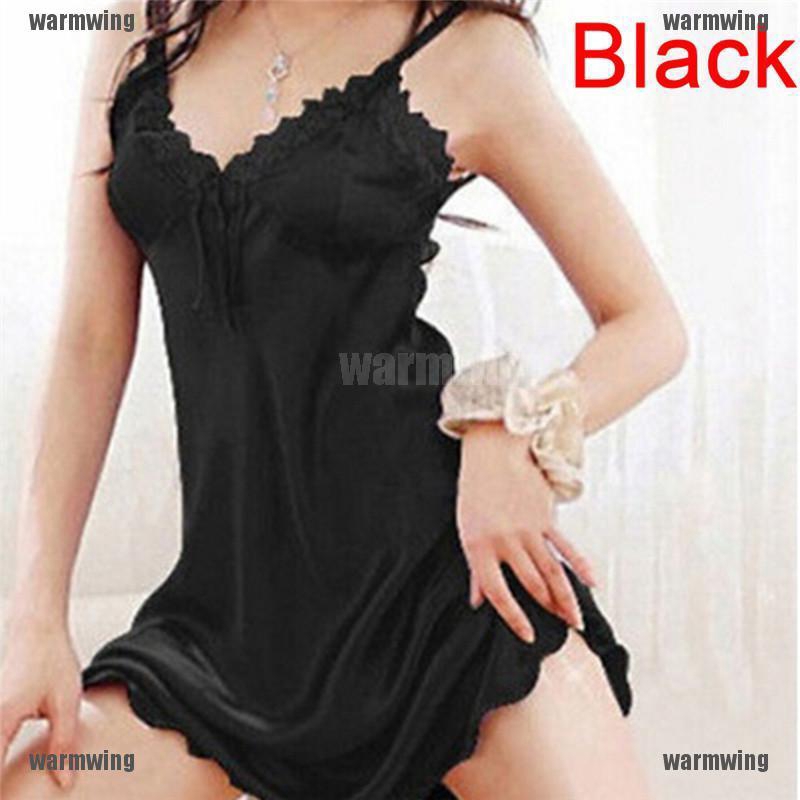 Đầm Ngủ Lụa Satin Phối Ren Quyến Rũ Cho Nữ